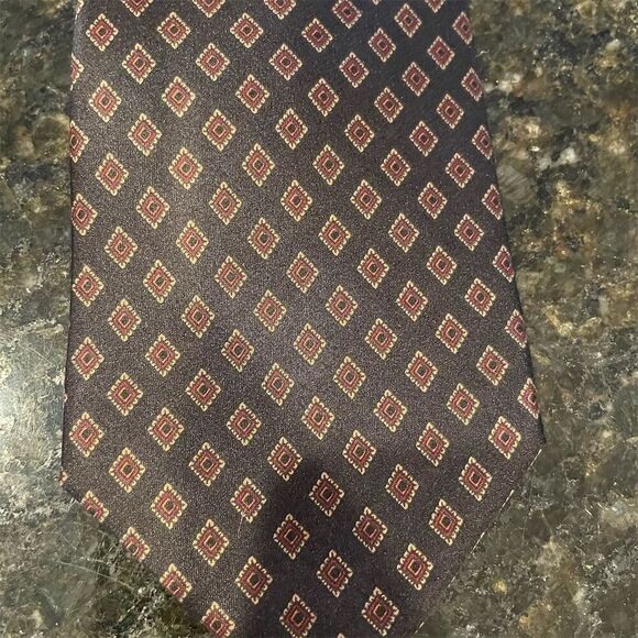 Pierre Cardin Men's Brown Geometric Designer Tie Formal, Office, Luxury - Picture 1 of 4